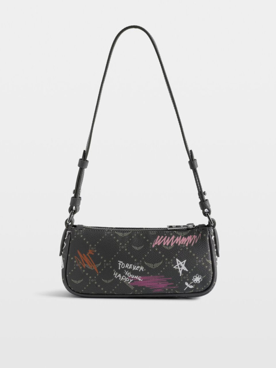 Zadig&Voltaire Small Rectangular Shoulder Bag with Playful Illustrations Zwart
