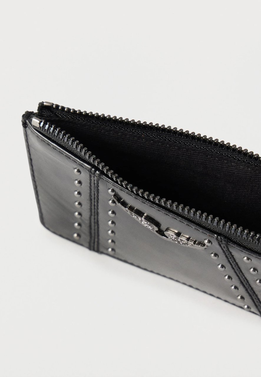 Zadig&Voltaire Rectangular Black Wallet with Silver Stud Detailing Zwart