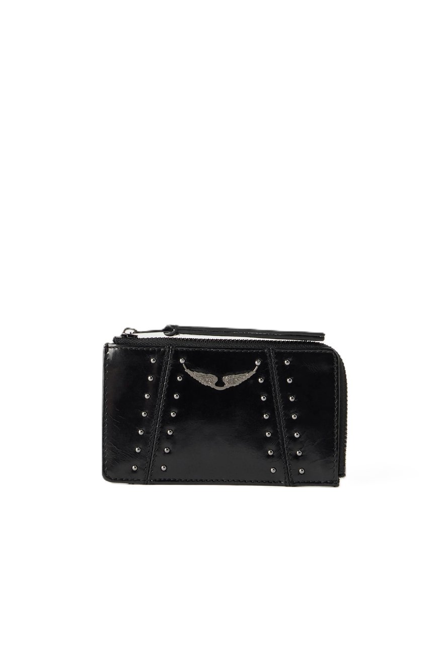 Zadig&Voltaire Rectangular Black Wallet with Silver Stud Detailing Zwart