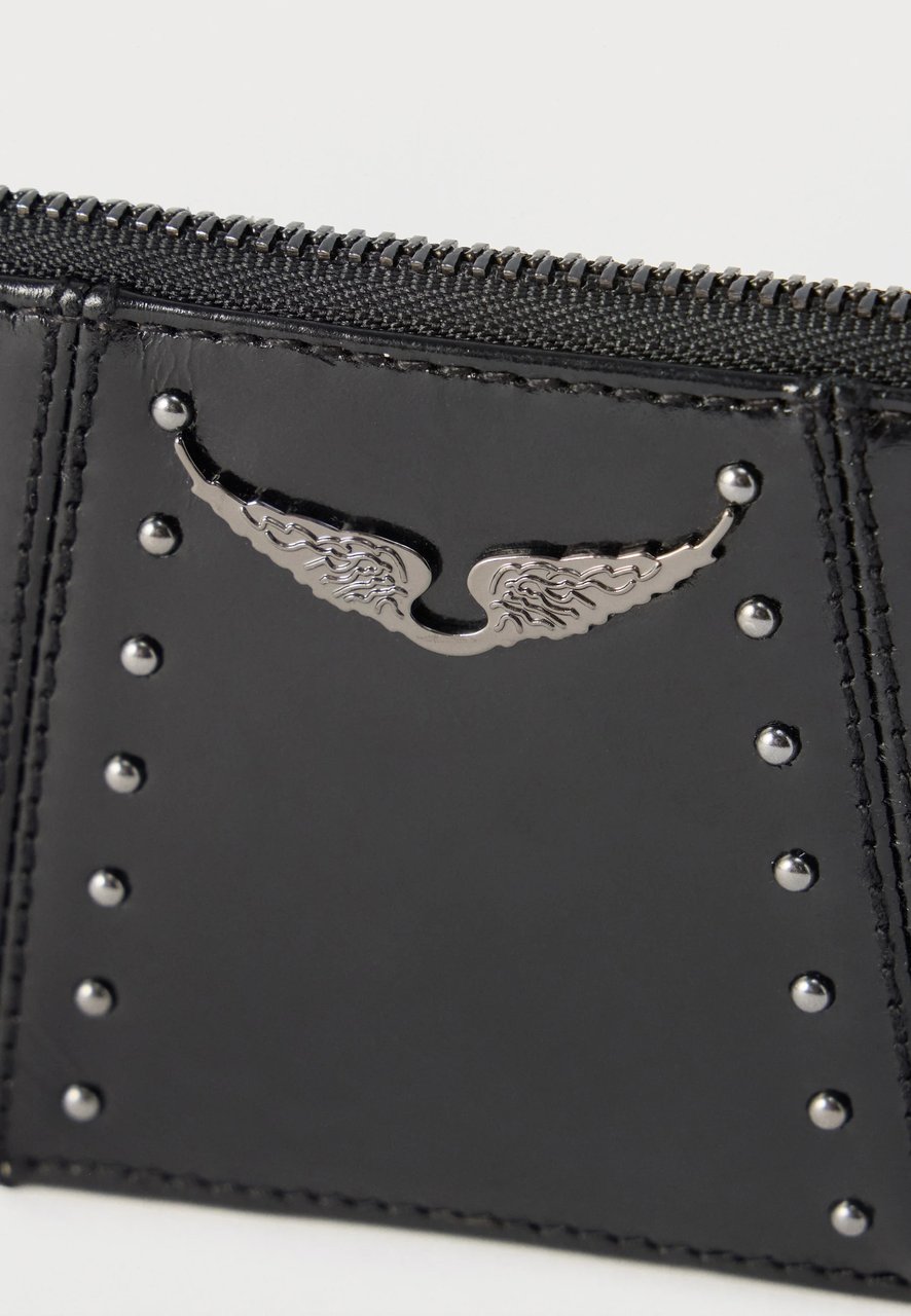Zadig&Voltaire Rectangular Black Wallet with Silver Stud Detailing Zwart