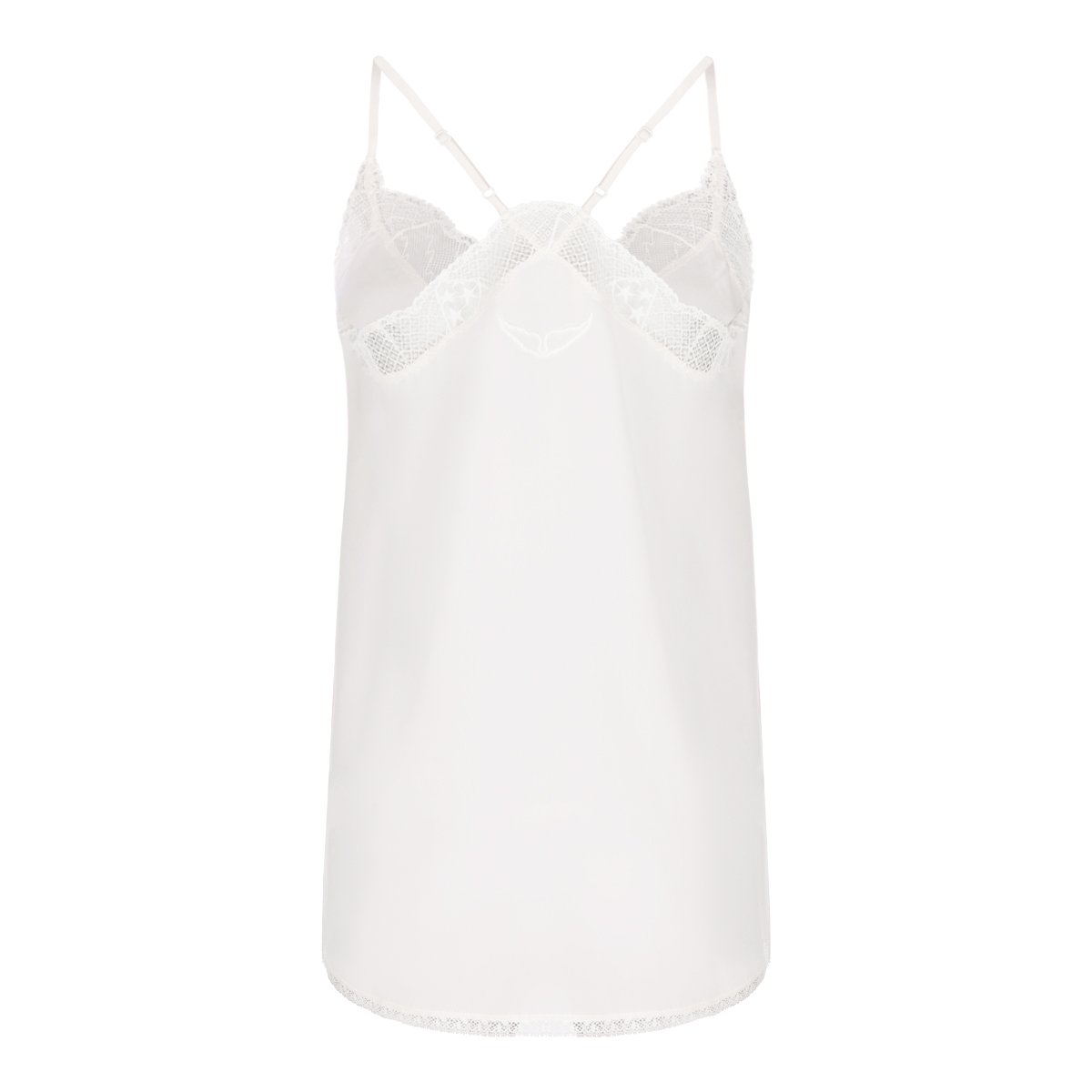 Zadig&Voltaire Silk V-Neck Top With Intricate Lace Detail Wit