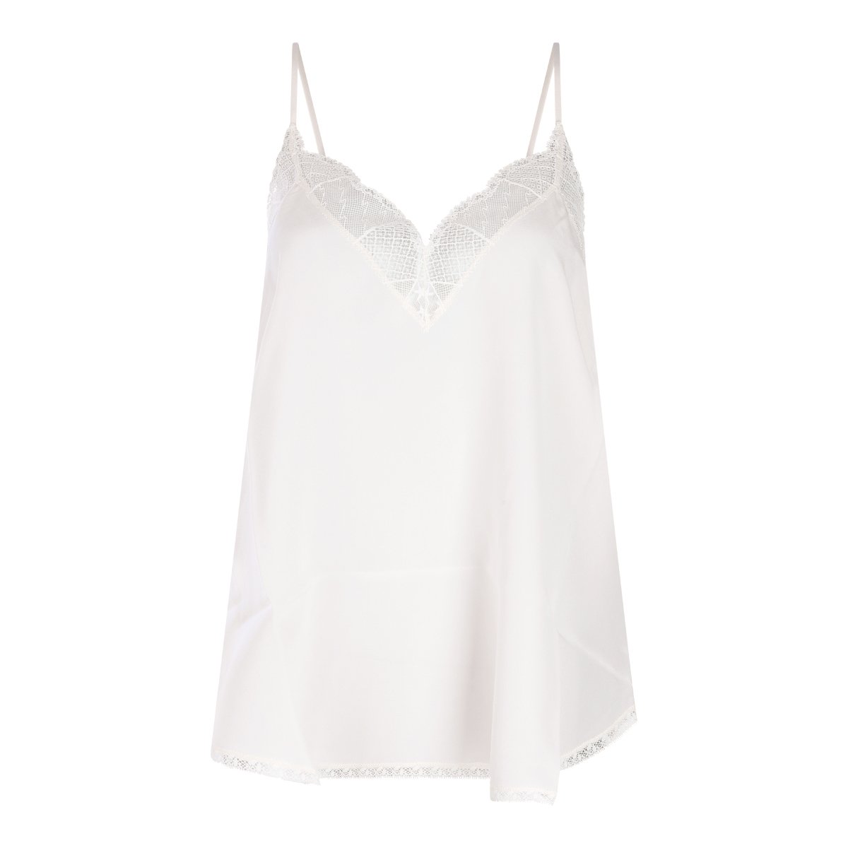 Zadig&Voltaire Silk V-Neck Top With Intricate Lace Detail Wit