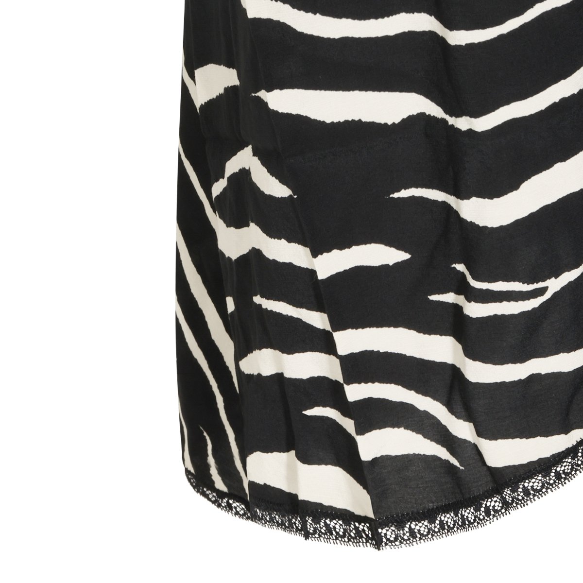Zadig&Voltaire Flowing Zebra Print Midi Dress with Lace Detailing Zwart