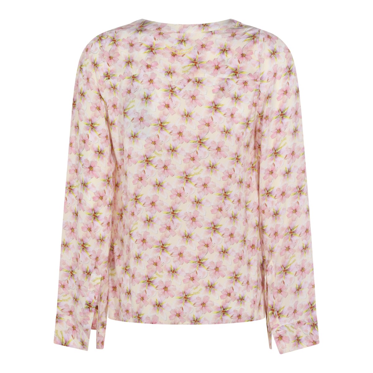 Zadig&Voltaire Floral-Patterned Long-Sleeved Viscose Top Grijs