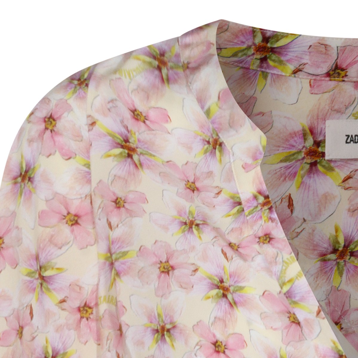 Zadig&Voltaire Floral-Patterned Long-Sleeved Viscose Top Grijs