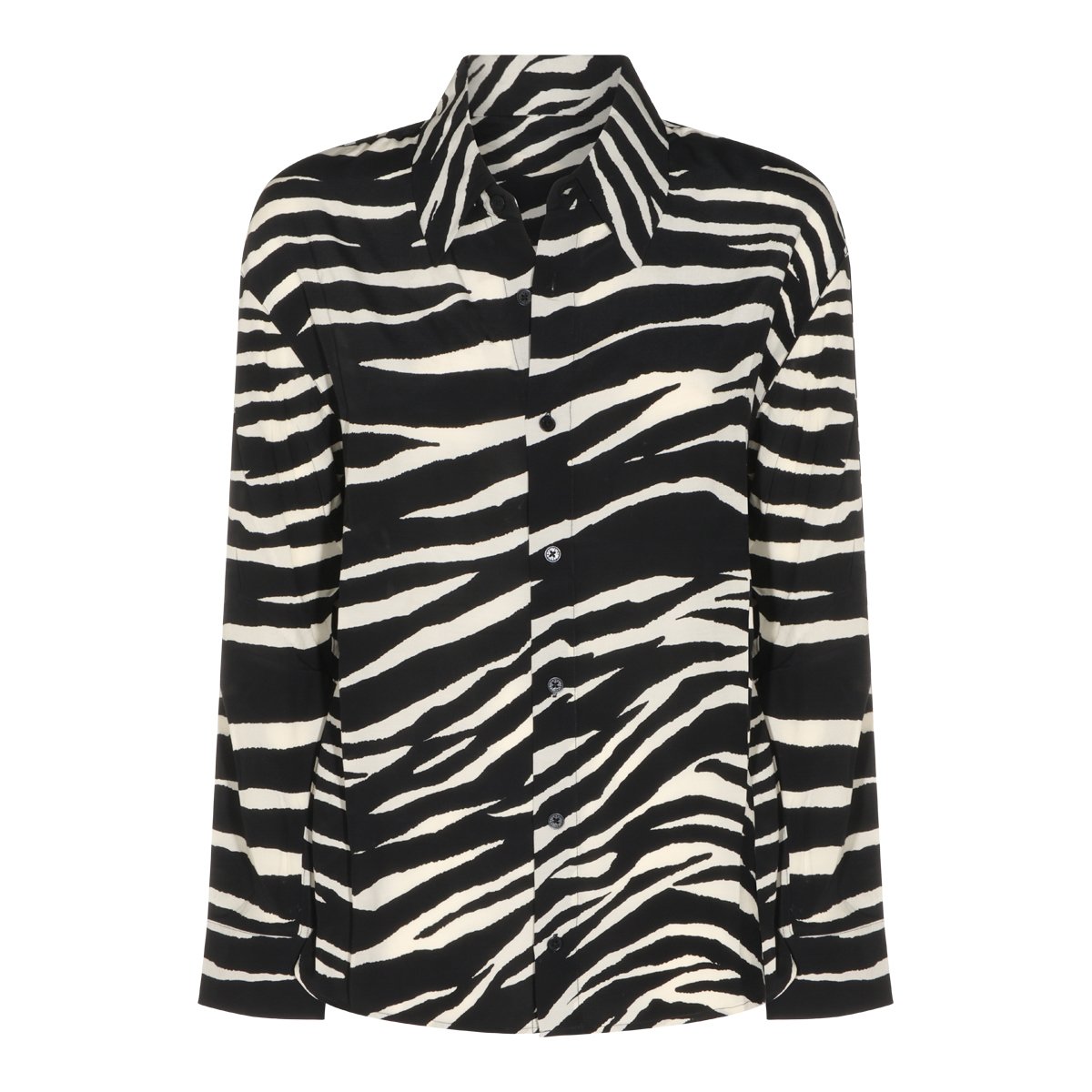 Zadig&Voltaire Animal Print Viscose Shirt with Button-Down Front Zwart