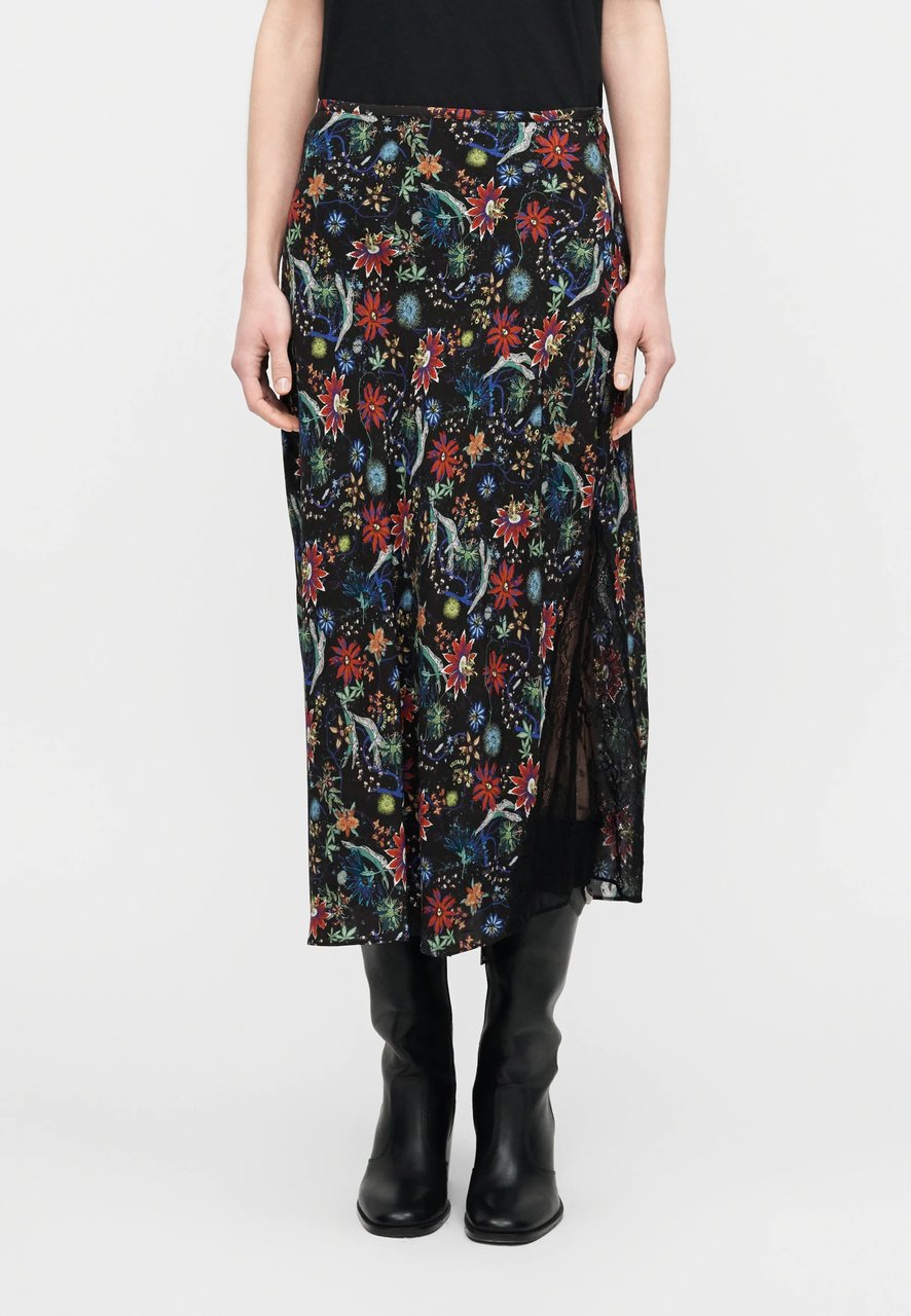 Zadig&Voltaire Midi Skirt with Floral and Abstract Pattern Zwart