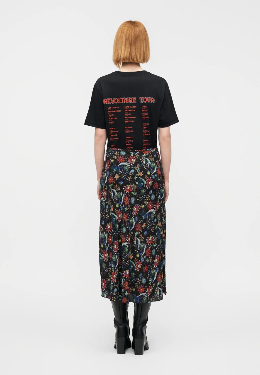 Zadig&Voltaire Midi Skirt with Floral and Abstract Pattern Zwart