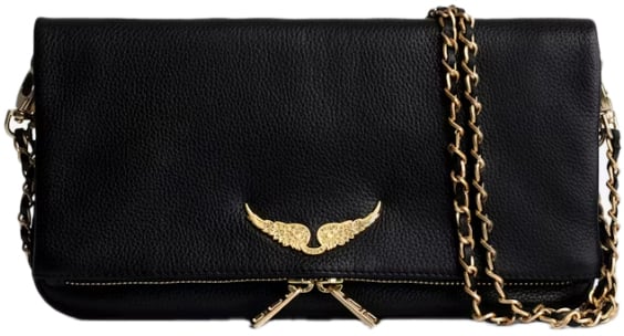 Zadig et Voltaire Rock Grained Leather Noir Gold Zwart