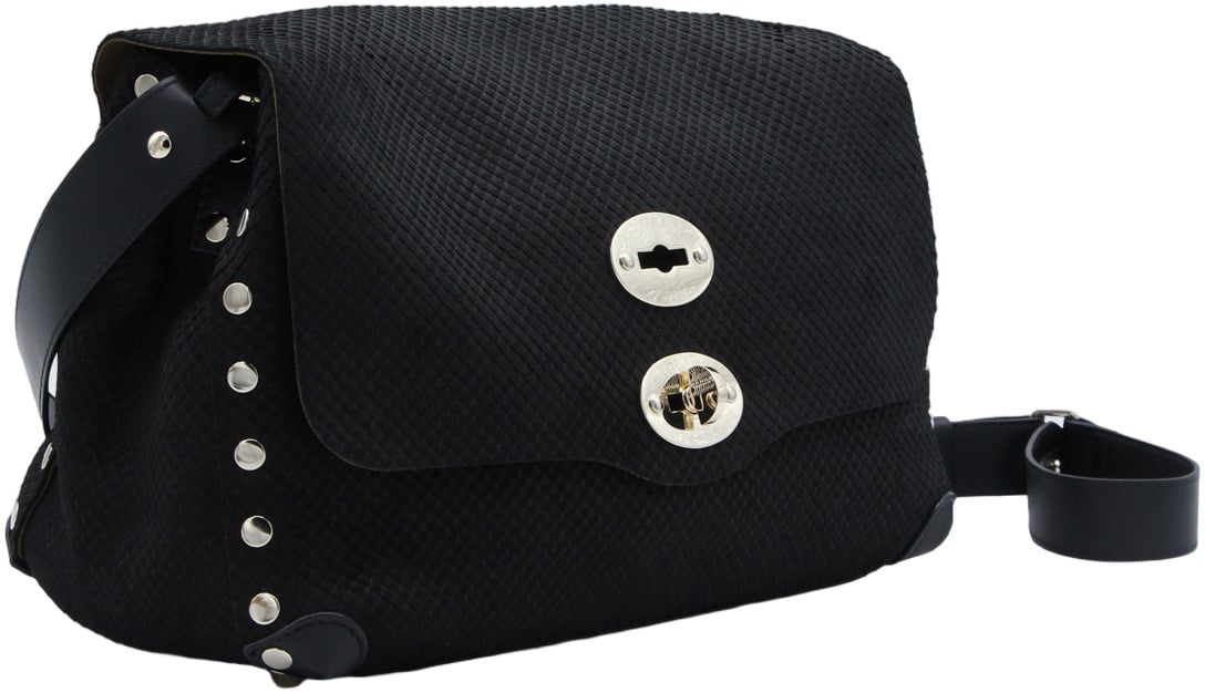 Zanellato Structured Black Bag with Top Handle and Minimalist Design Zwart
