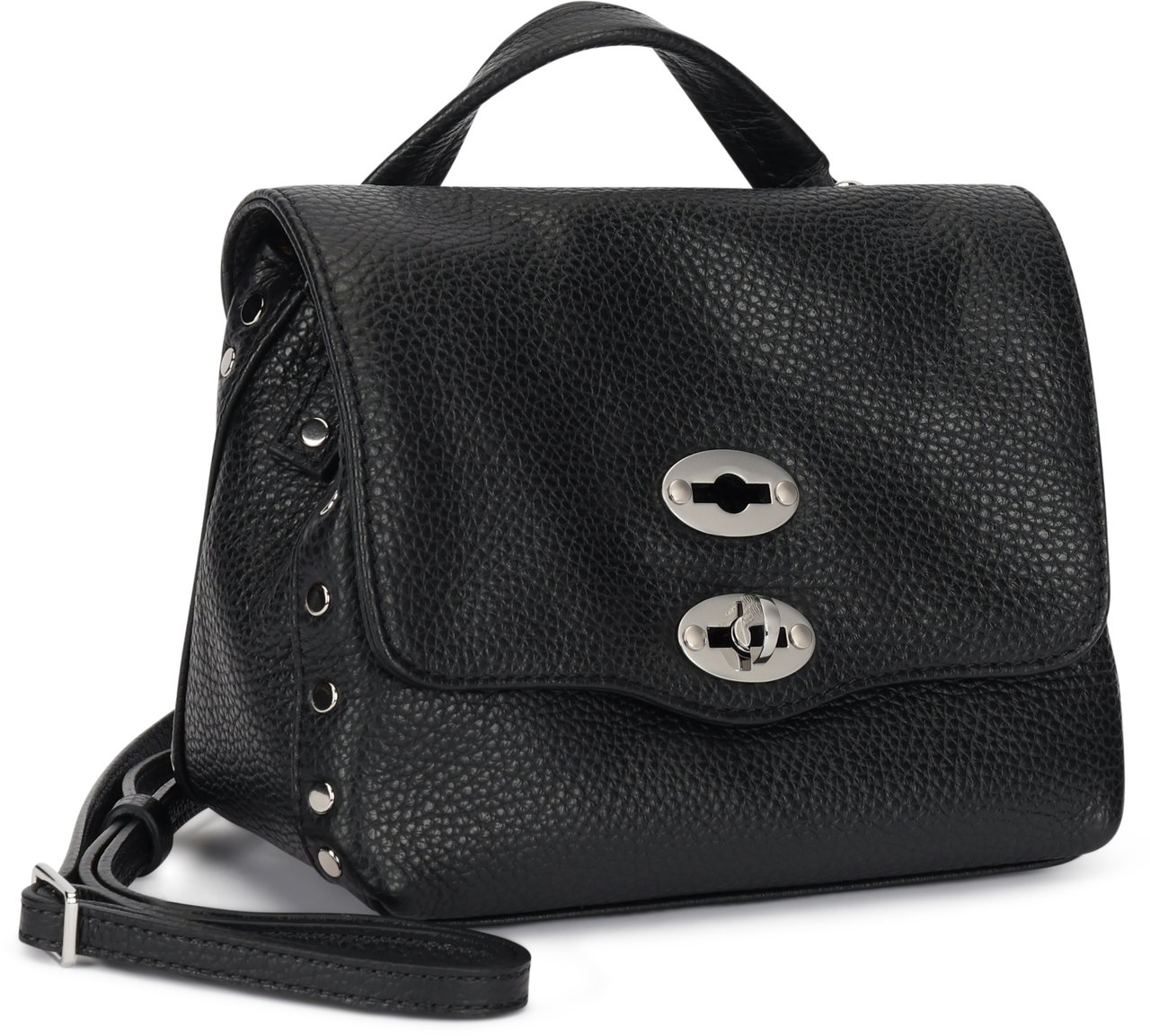 Zanellato Postina bag baby in hammered leather Zwart