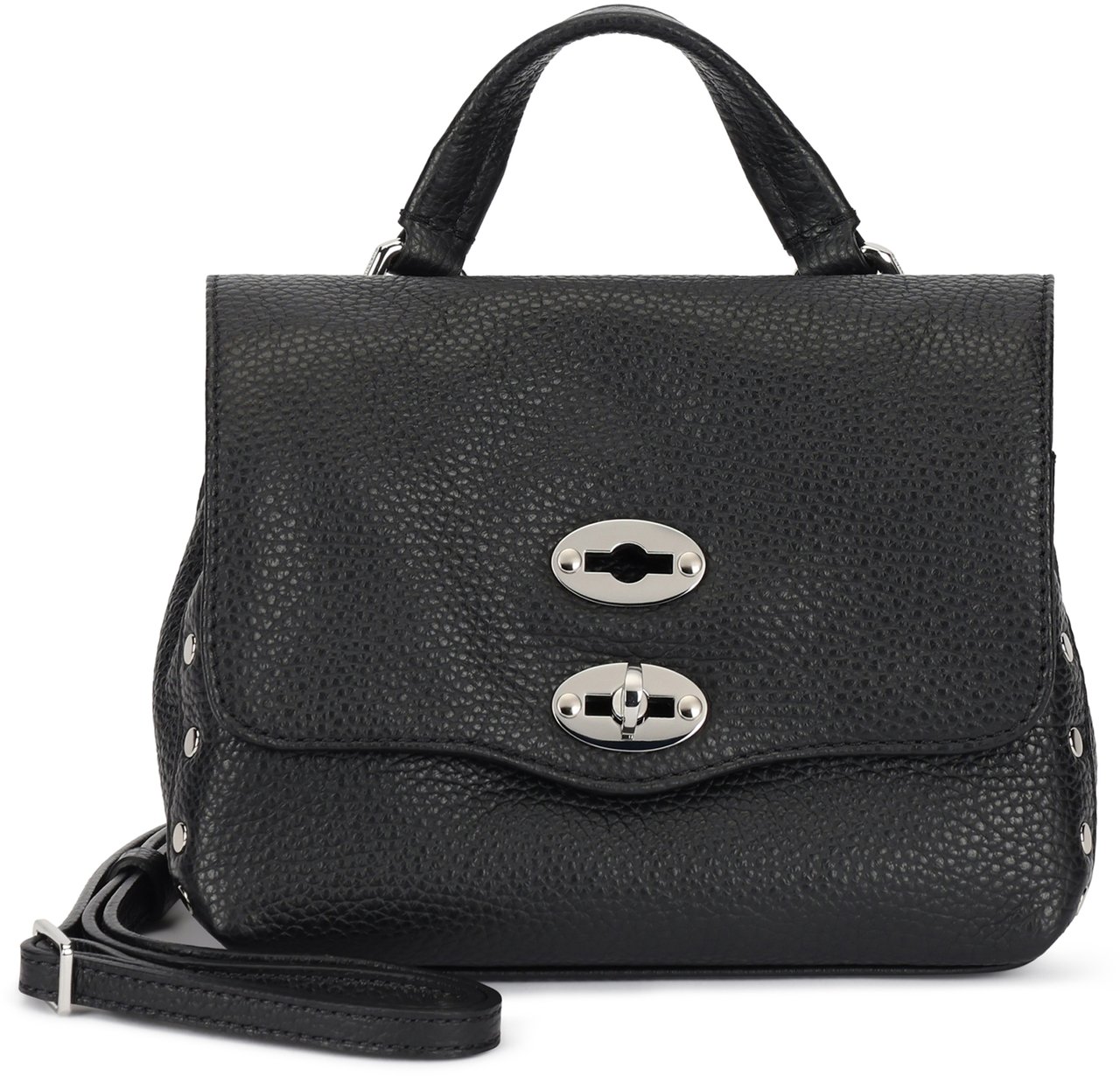 Zanellato Postina bag baby in hammered leather Zwart