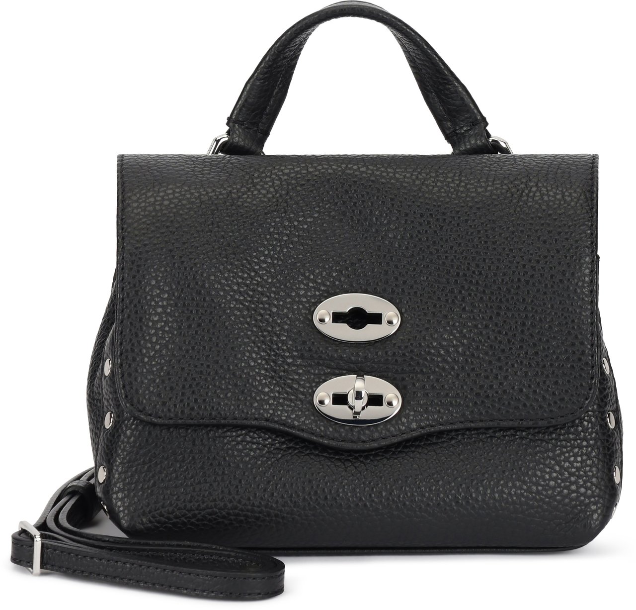 Zanellato Postina bag baby in hammered leather Zwart