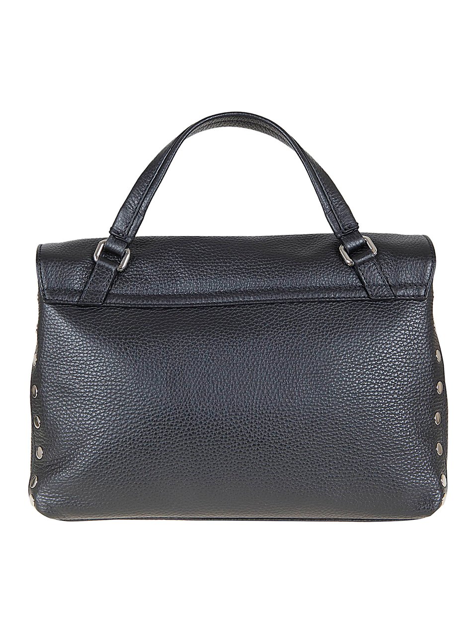 Zanellato Structured Calfskin Handbag with Double Twist Lock and Steel-Colored Studs Bruin