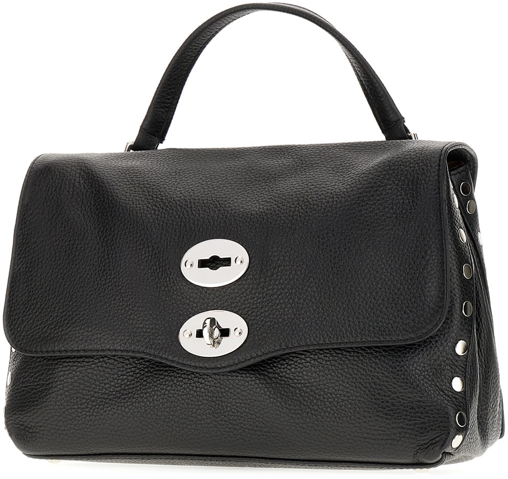 Zanellato Black leather small Postina handbag Zwart
