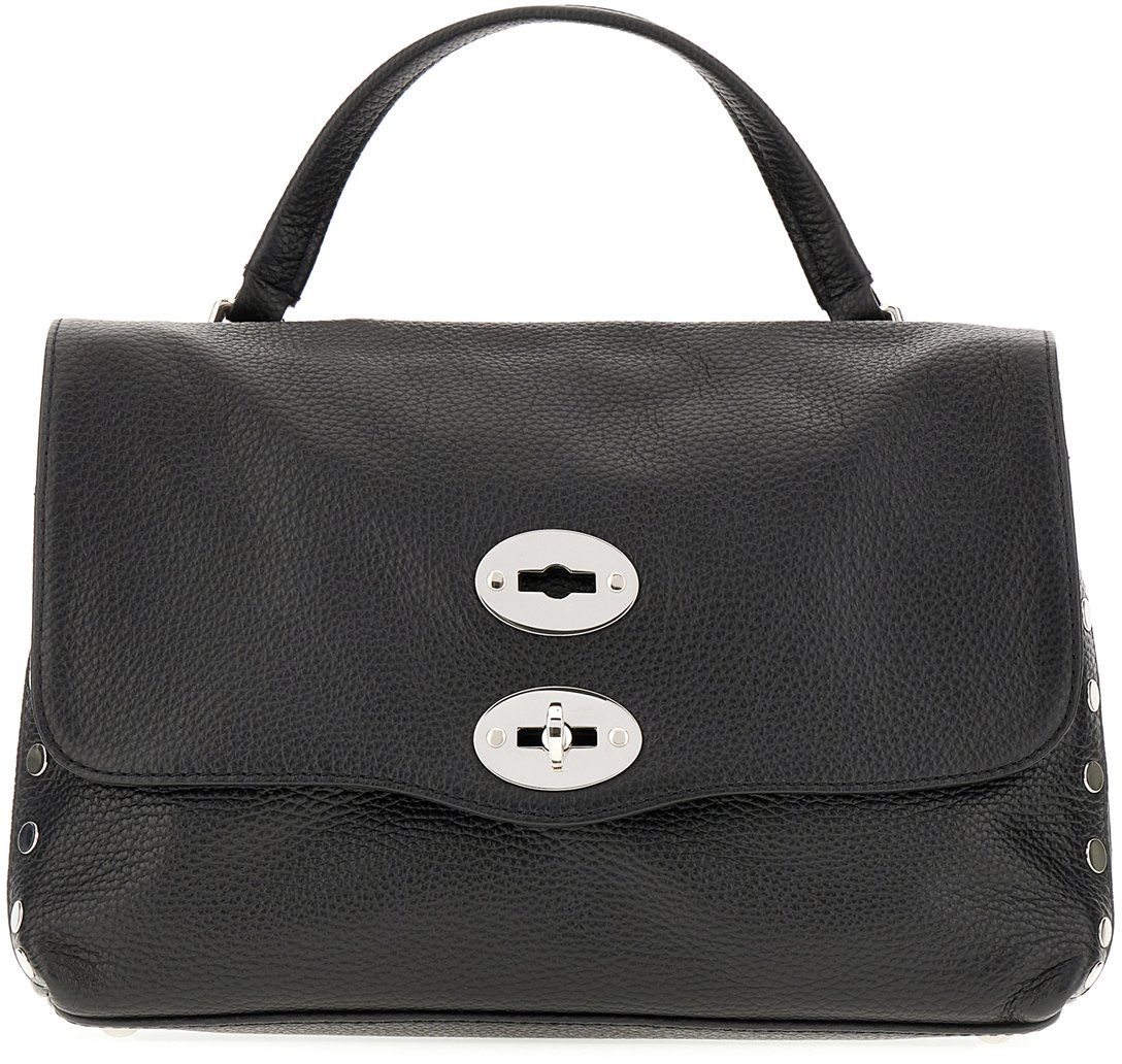 Zanellato Black leather small Postina handbag Zwart