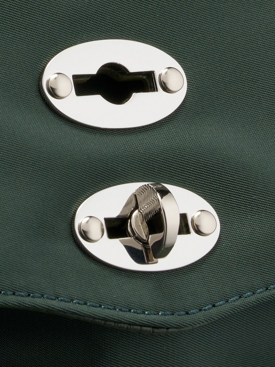 Zanellato Green Silver-Tone Turn-Lock Shoulder Bag Grijs