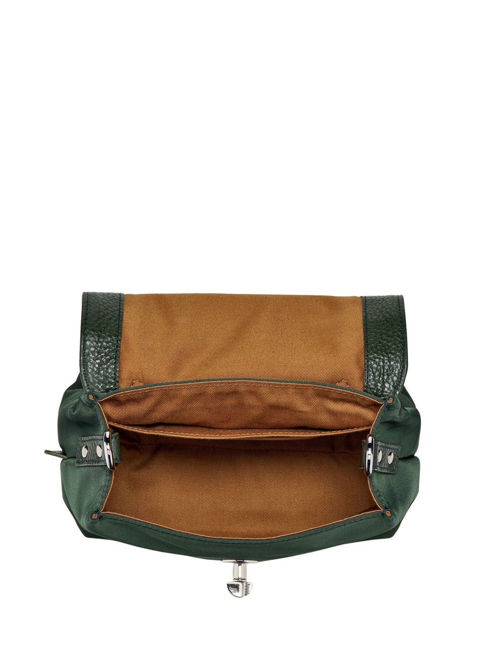 Zanellato Green Silver-Tone Turn-Lock Shoulder Bag Grijs