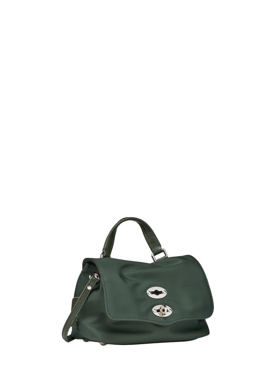 Zanellato Green Silver-Tone Turn-Lock Shoulder Bag Grijs