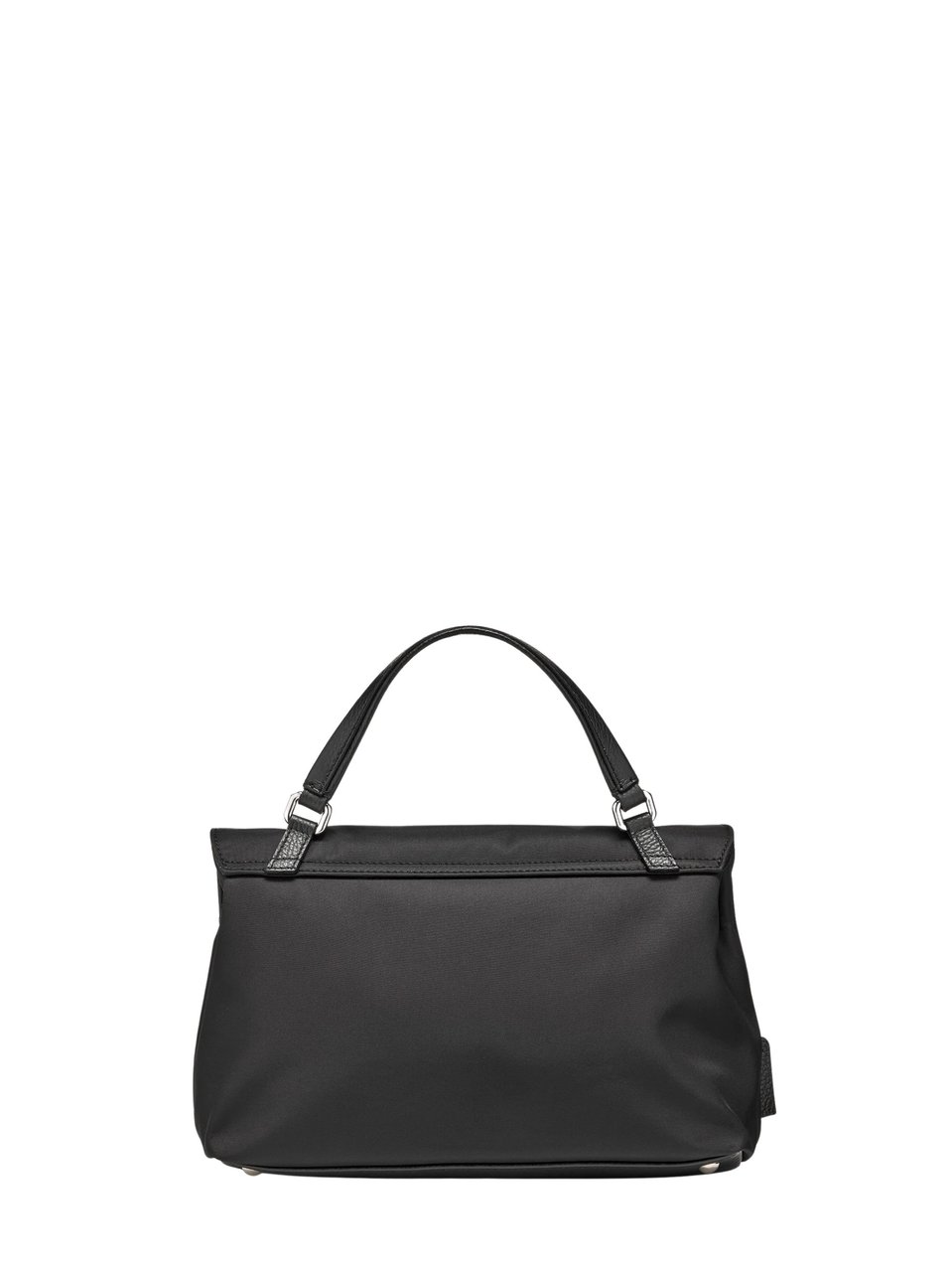 Zanellato Black Silver Turn-Lock Fabric Shoulder Bag Zwart