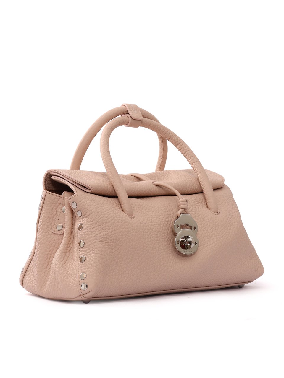 Zanellato Soft Calfskin Double Compartment Bag with Metallic Logo Closure Roze