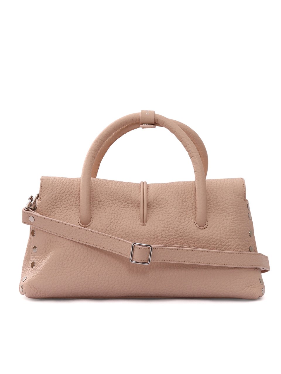 Zanellato Soft Calfskin Double Compartment Bag with Metallic Logo Closure Roze