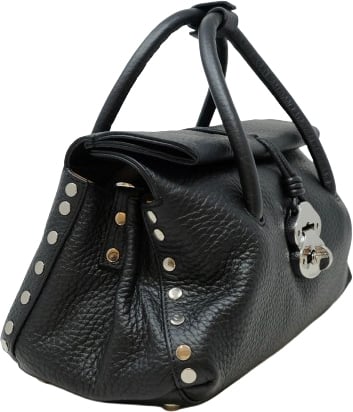 Zanellato ZANELLATO 068750-1120000-Z0001 BLACK DOTTA CENTAURO LEATHER HANDBAG Zwart