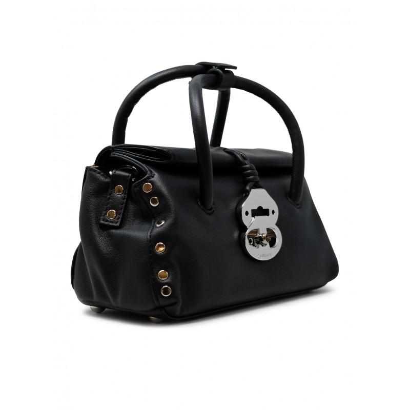 Zanellato ZANELLATO 068750-1910000-Z0001 BLACK LAVAGNA LEATHER DOTTA SAETA BABY HANDBAG Zwart