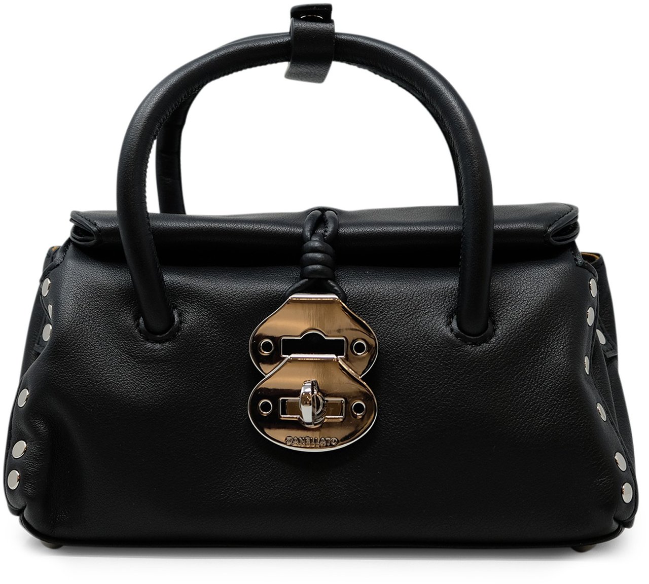 Zanellato ZANELLATO 068750-1910000-Z0001 BLACK LAVAGNA LEATHER DOTTA SAETA BABY HANDBAG Zwart