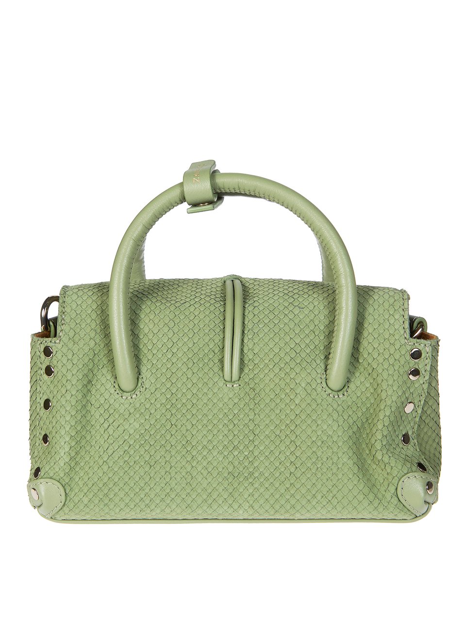 Zanellato Green Amoretto Baby Snake Textured Handbag Bruin