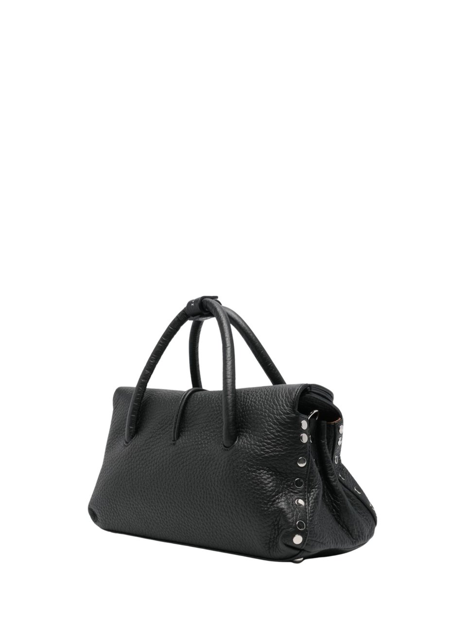 Zanellato Black Pebbled Texture Leather Shoulder Bag Zwart