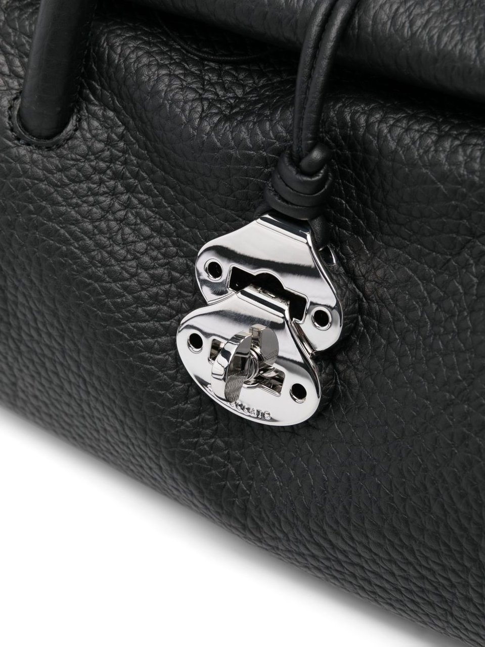 Zanellato Black Pebbled Texture Leather Shoulder Bag Zwart
