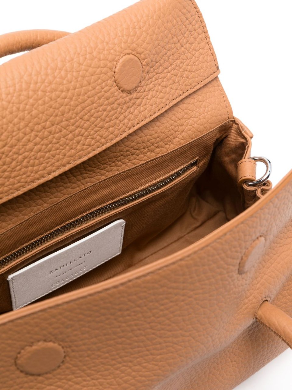 Zanellato Brown Textured Finish Top Handle Shoulder Bag Neutraal