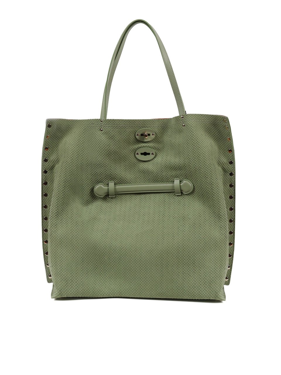 Zanellato Green Spinoso Amoretto Textured Leather Tote Bag Grijs