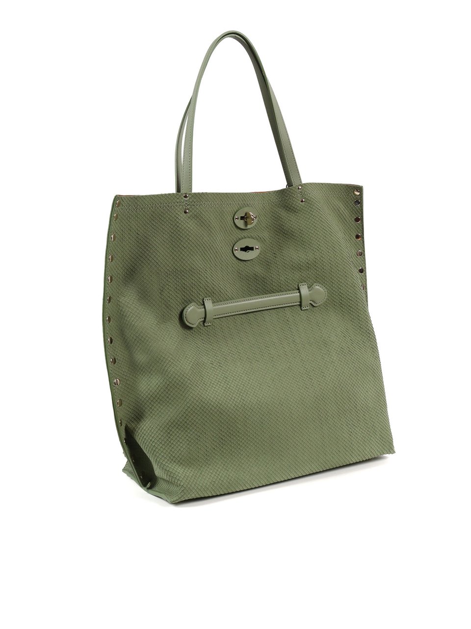 Zanellato Green Spinoso Amoretto Textured Leather Tote Bag Grijs