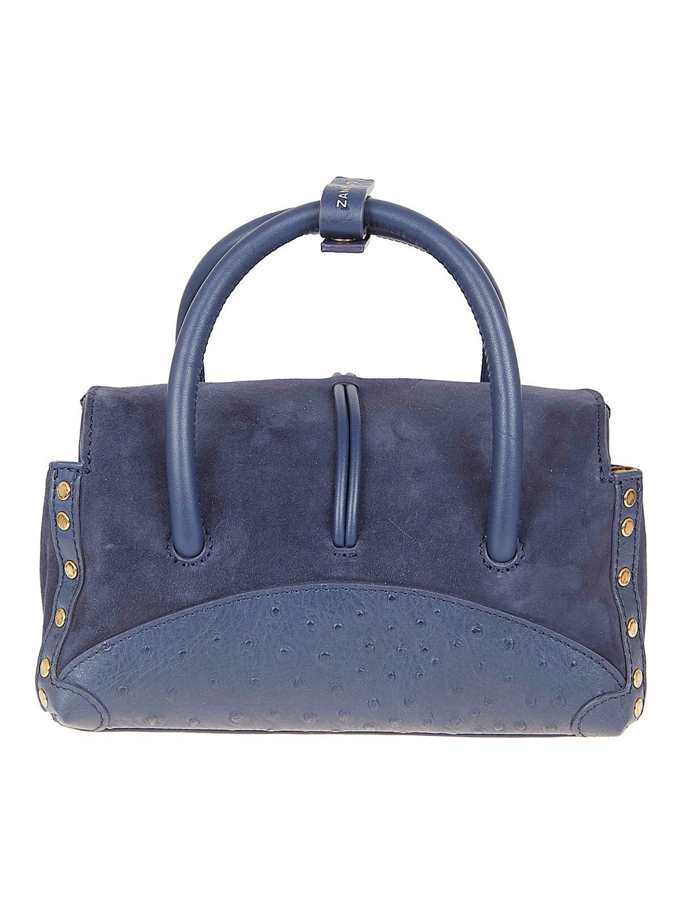 Zanellato Zashmere Leather Dotta Baby Bag with Engraved Metal Clasp Blauw