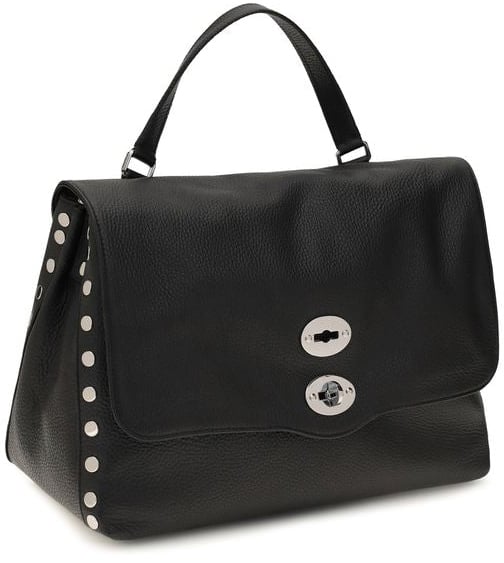 Zanellato Black Calf Leather Bos Taurus Handbag Zwart
