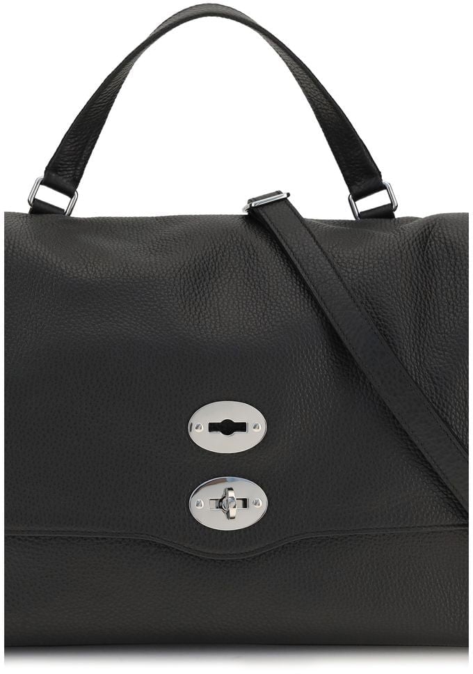 Zanellato Black Calf Leather Bos Taurus Handbag Zwart
