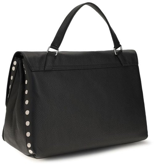 Zanellato Black Calf Leather Bos Taurus Handbag Zwart