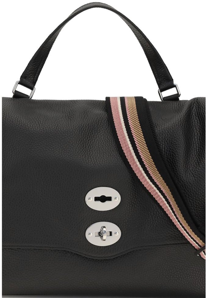 Zanellato Black Calf Leather Bos Taurus Handbag Zwart