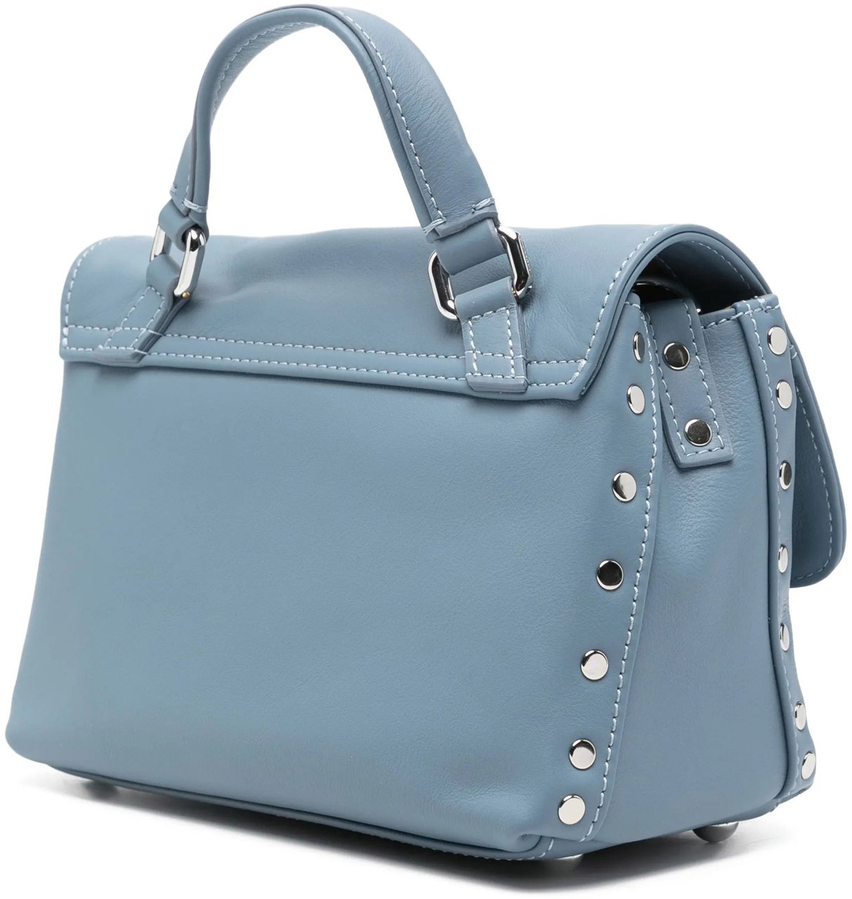 Zanellato Muted Blue Postina Saeta Leather Handbag Blauw