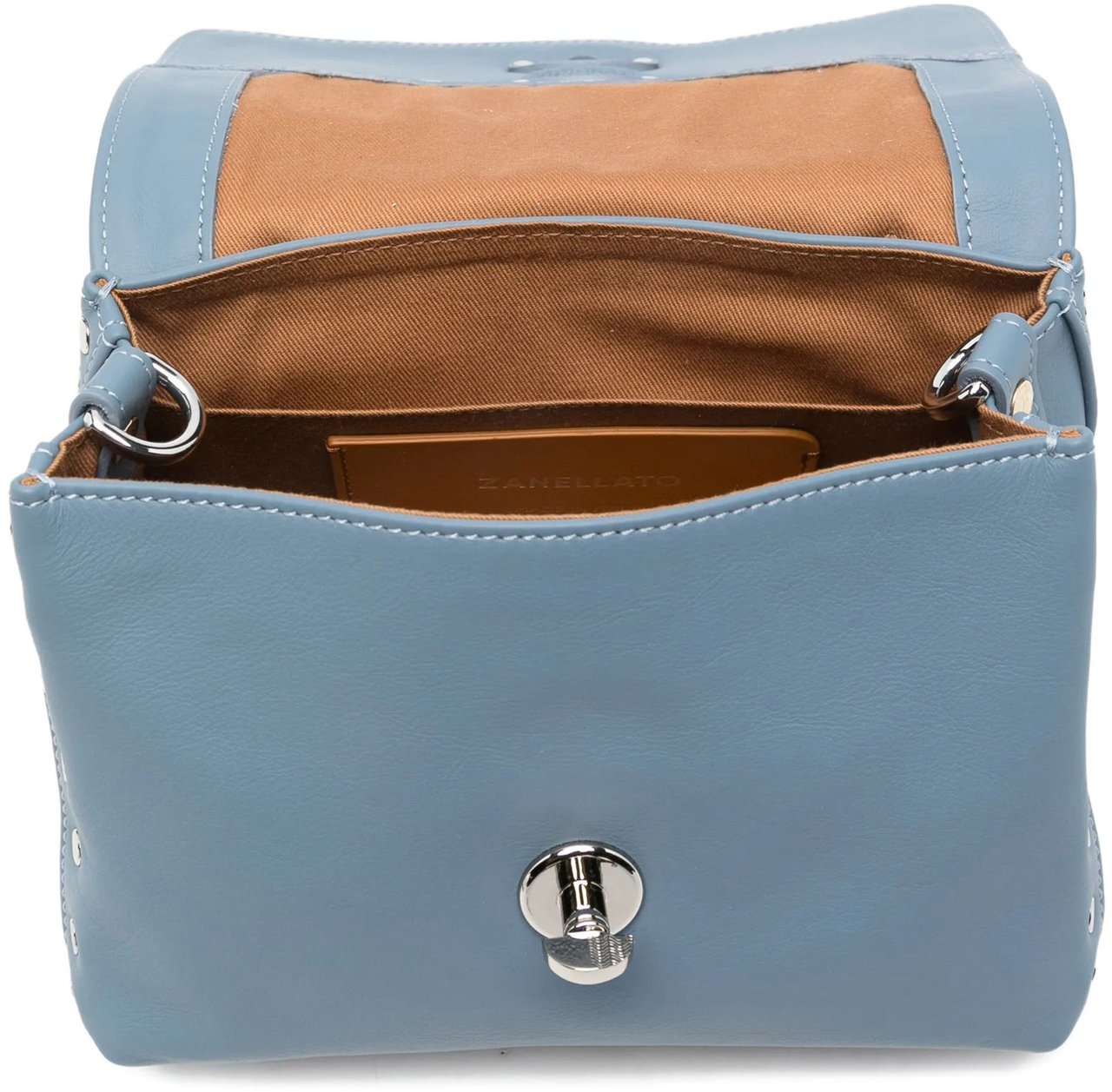 Zanellato Muted Blue Postina Saeta Leather Handbag Blauw