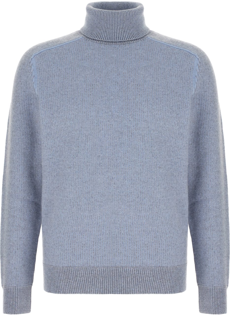Zegna Zegna Powder blue cashmere sweater Blauw