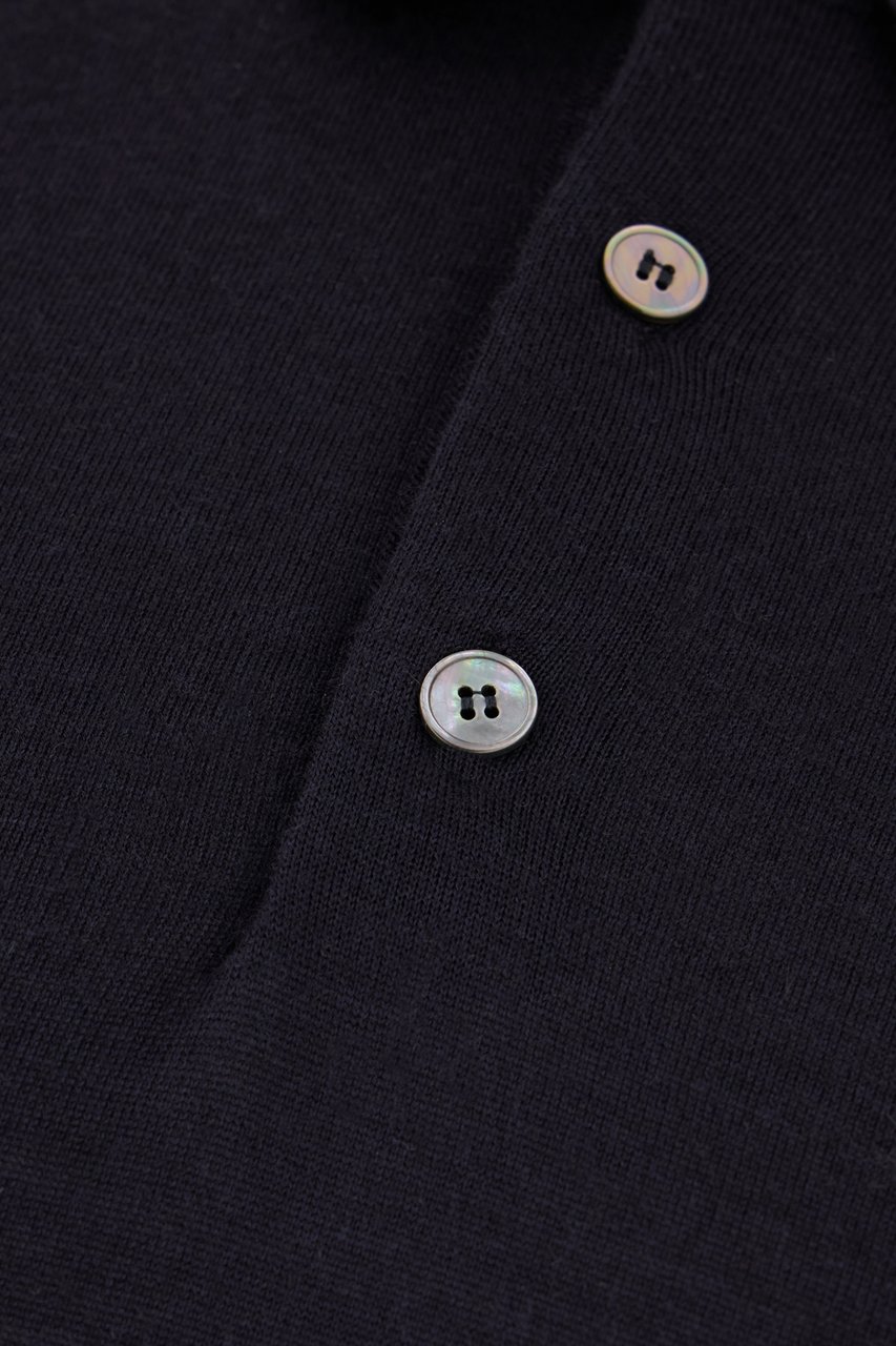 Zegna Zegna Midnight blue cashmere blend polo shirt Blauw