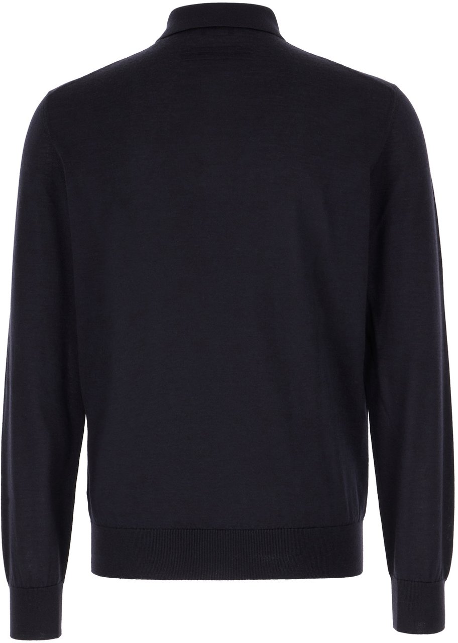 Zegna Zegna Midnight blue cashmere blend polo shirt Blauw