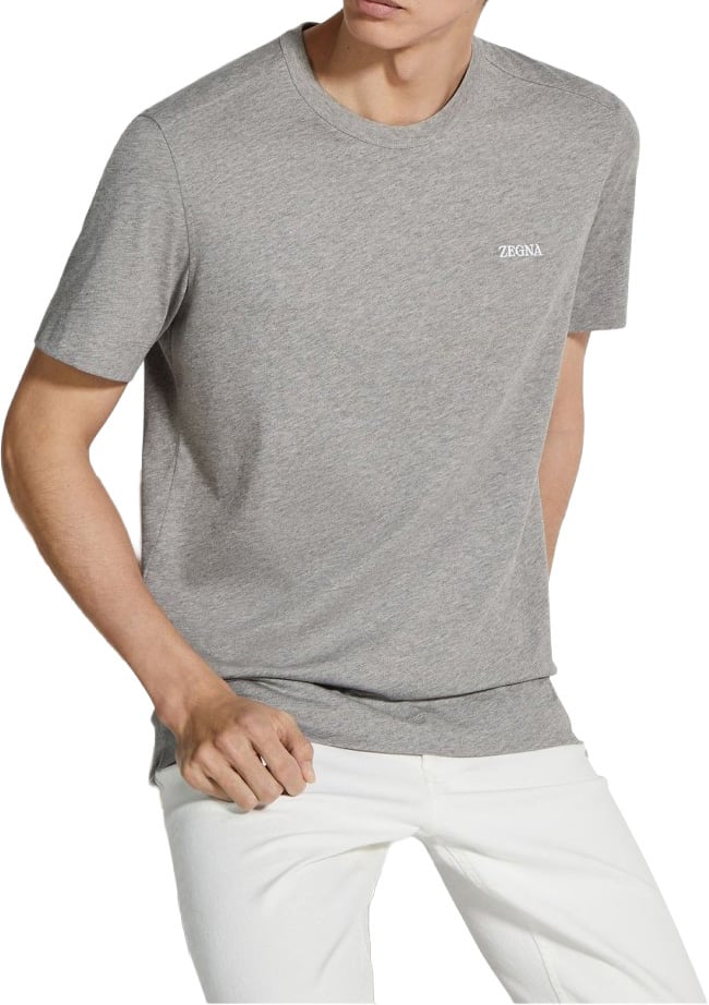 Zegna Classic Grey Crew Neck T-Shirt Grijs