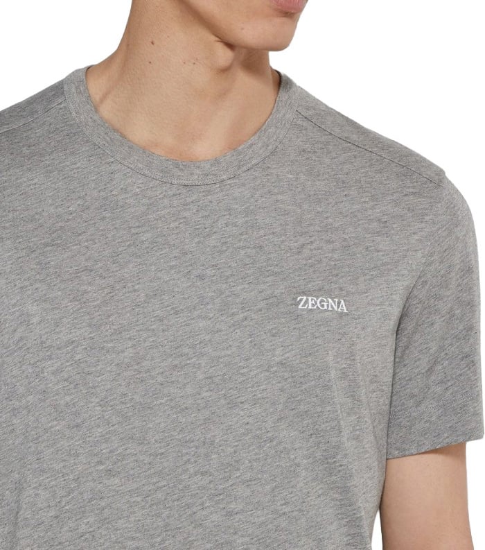 Zegna Classic Grey Crew Neck T-Shirt Grijs
