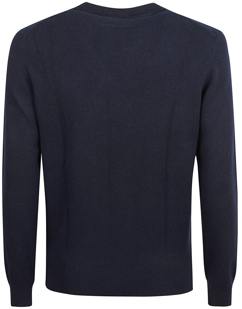 Zegna Crew Neck Cashmere Sweater With Ribbed Cuffs Zwart