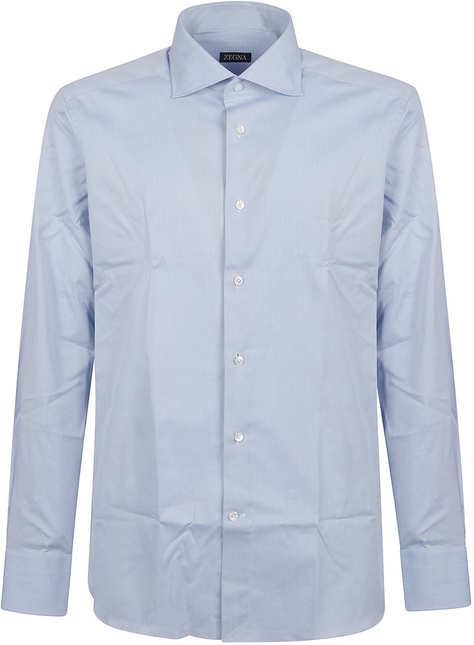 Zegna Long Sleeve Shirt Blue Blauw