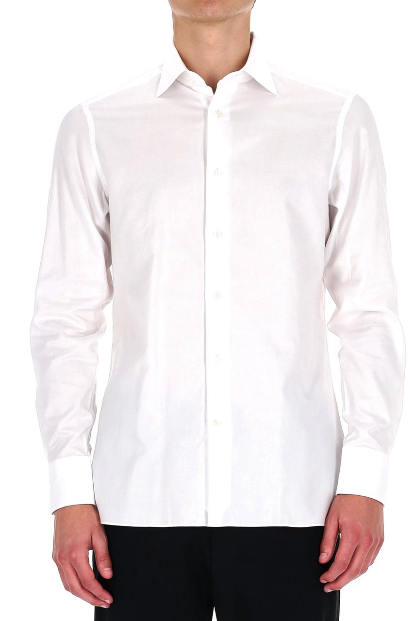 Zegna Cotton Oxford Shirt Wit